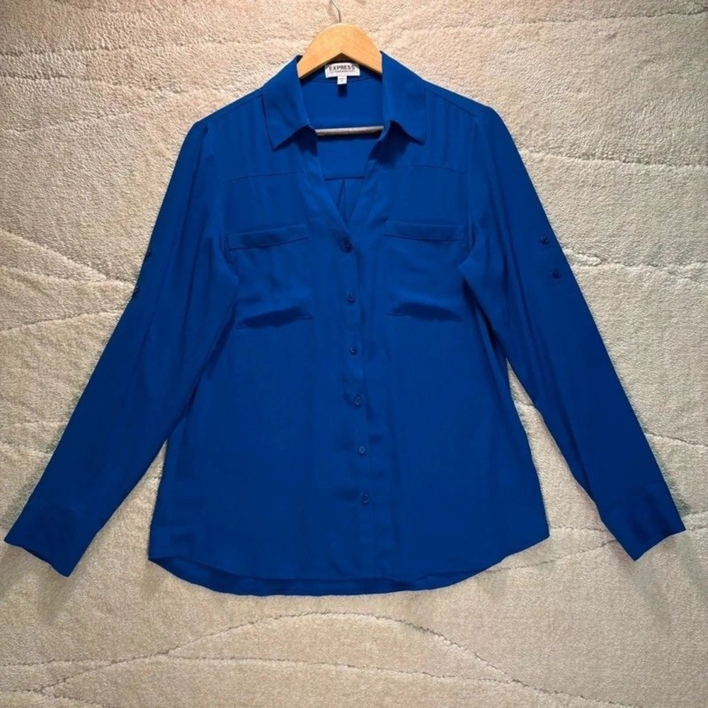 Express Portofino Cobalt Blue Button-Up Shirt Women's Medium*